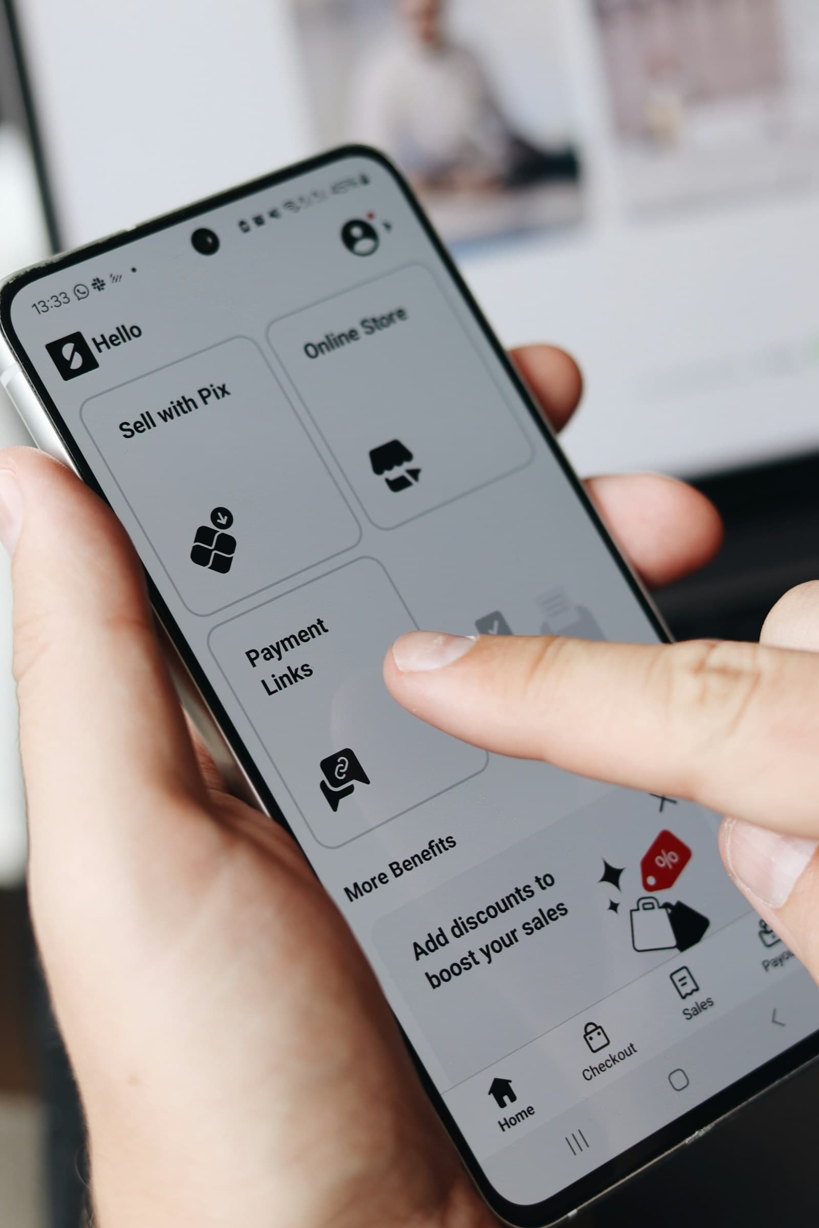A hand using a mobile app on a smartphone